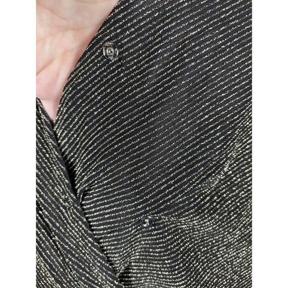 Torrid Shimmer Surplice Neck Wide Leg Jumpsuit Black Gold 4X Tie Waist Pockets - Picture 10 of 14